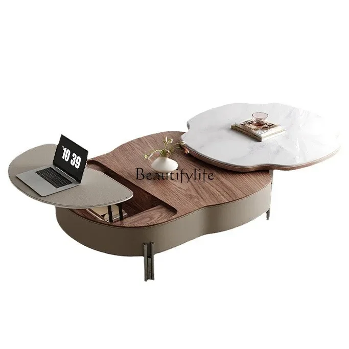 

ls 27Coffee table living room microcrystalline stone lifting rotating coffee table small apartment home creative high-end simple