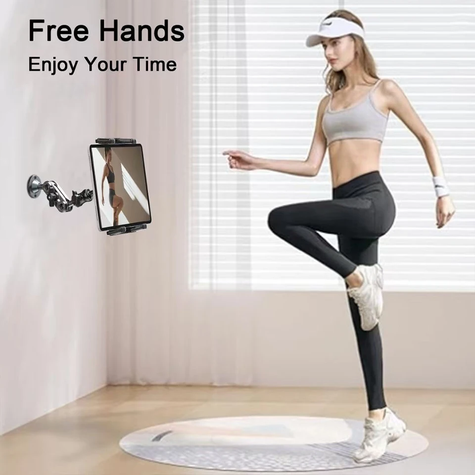Picture 4: Tablet Wall Mount Stand 360° Rotating Adjustable Holder Aluminium Extendable iPad Wall Holder for All 4.7-13' Phones and Tablets