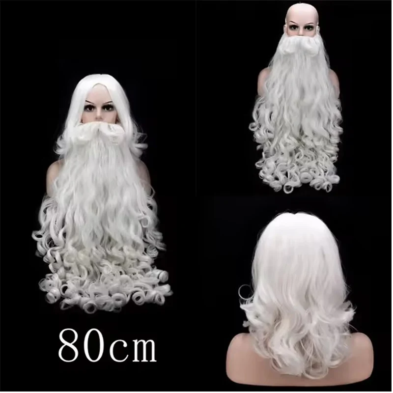 Weihnachten Cosplay Synthetische Perücke Kurze Haare Weiß Santa Claus Bart Unisex Männer Frauen Party Dress Up Requisiten Cosplay Zubehör