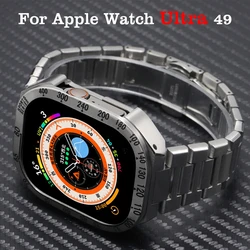 Refit Mod Kit Metal Case for Apple Watch Band Ultra2 49mm Modification Stainless Steel Strap Iwatch Series 9 8 Sport correas