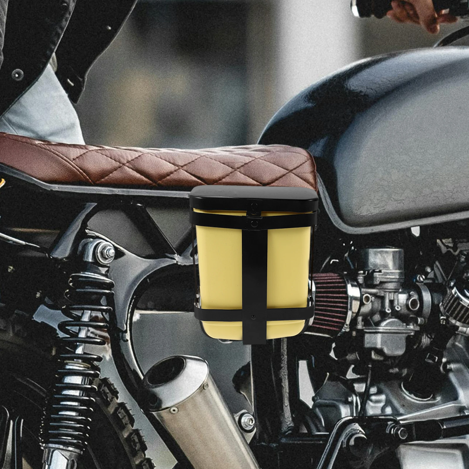 

Motorcycle Storage Box Multifunctional Tool Case Waterproof Durable Outdoor Accessories Side Fork Mount Black