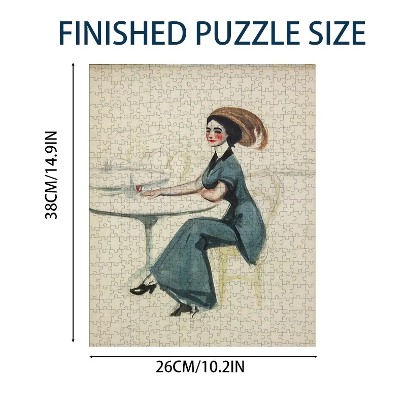 Edward Hopper Woman at Cafe Table 500pcs Mini Puzzle - 15x10in / 38x26cm Premium Art Jigsaw | Holiday Stocking Stuffer