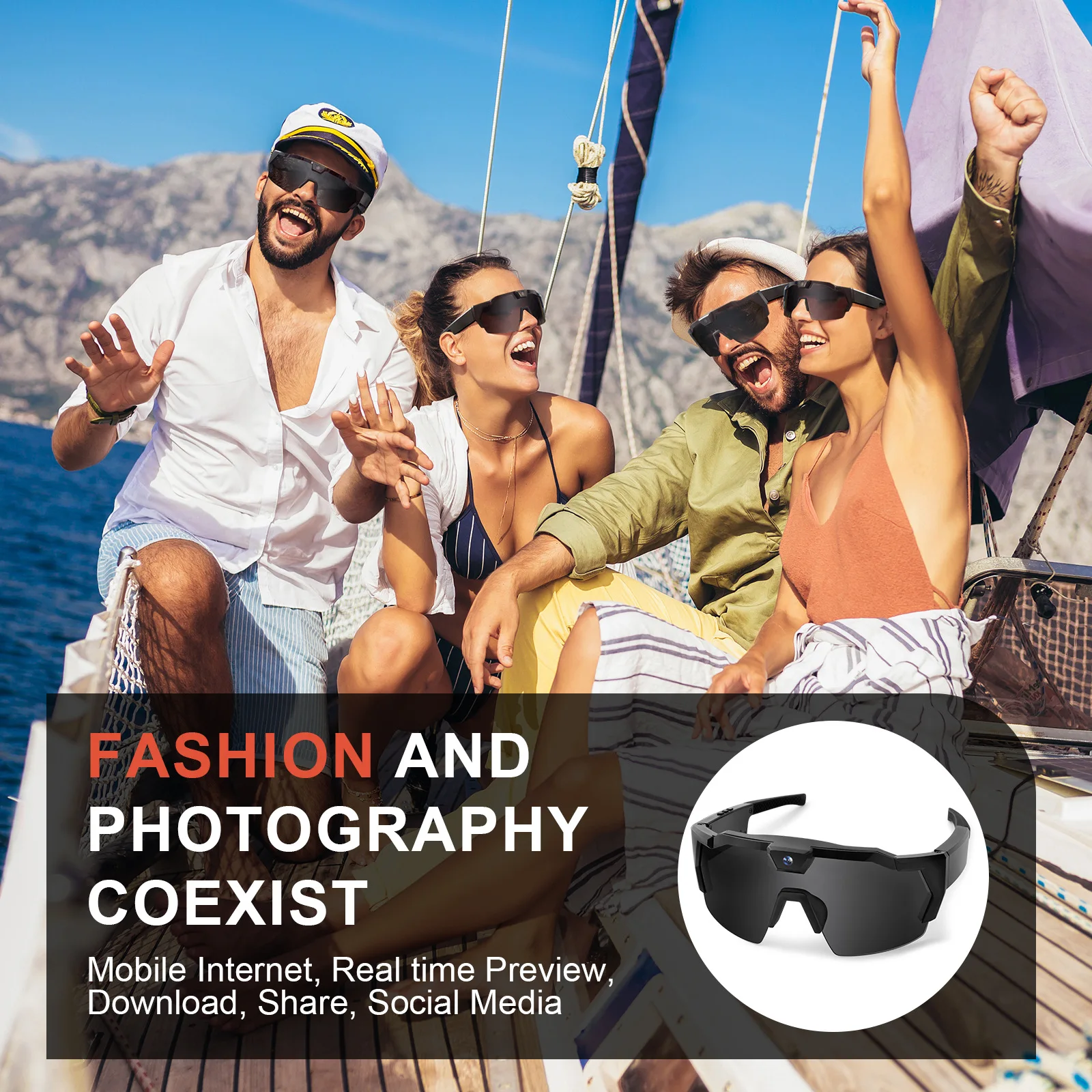 نظارات AI الذكية 1200 واط بكسل 8K HD كاميرا تسجيل الفيديو في الهواء الطلق ركوب الدراجات التزلج يندبروف حماية العين التصوير الشمسية