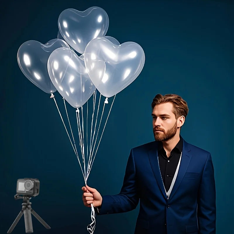 20 transparente herzförmige Latexballons – perfekt für den Valentinstag, Geburtstage, Hochzeiten, Jubiläumsveranstaltungen – Detail 5
