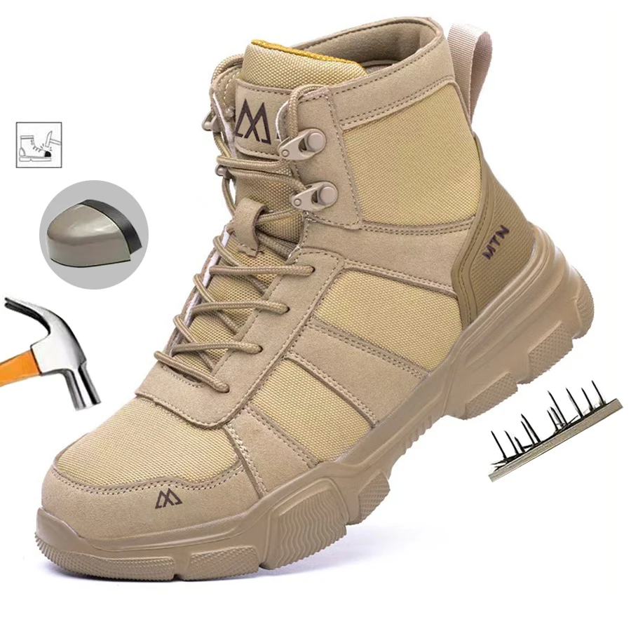 

Неразрушимые защитные ботинки для мужчин: удобные, дышащие, для строительных работ, с защитой от проколов, рабочая обувь для безопасности