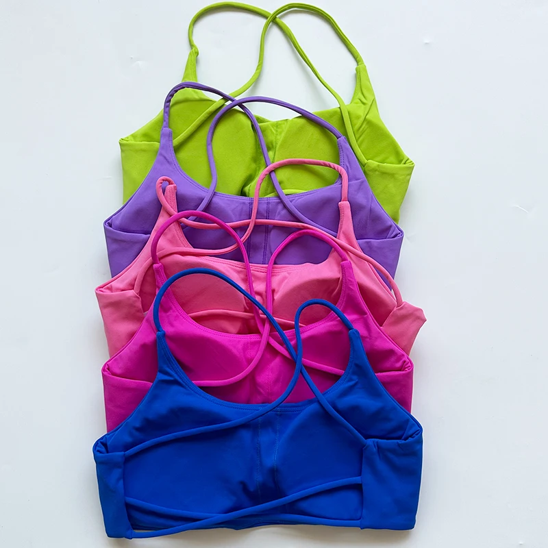 Reggiseno sportivo da donna con incrocio sulla schiena Top da palestra Abbigliamento da yoga da donna di qualità superiore Reggiseno da corsa per fitness da donna Reggiseno da yoga per allenamento in tessuto morbido