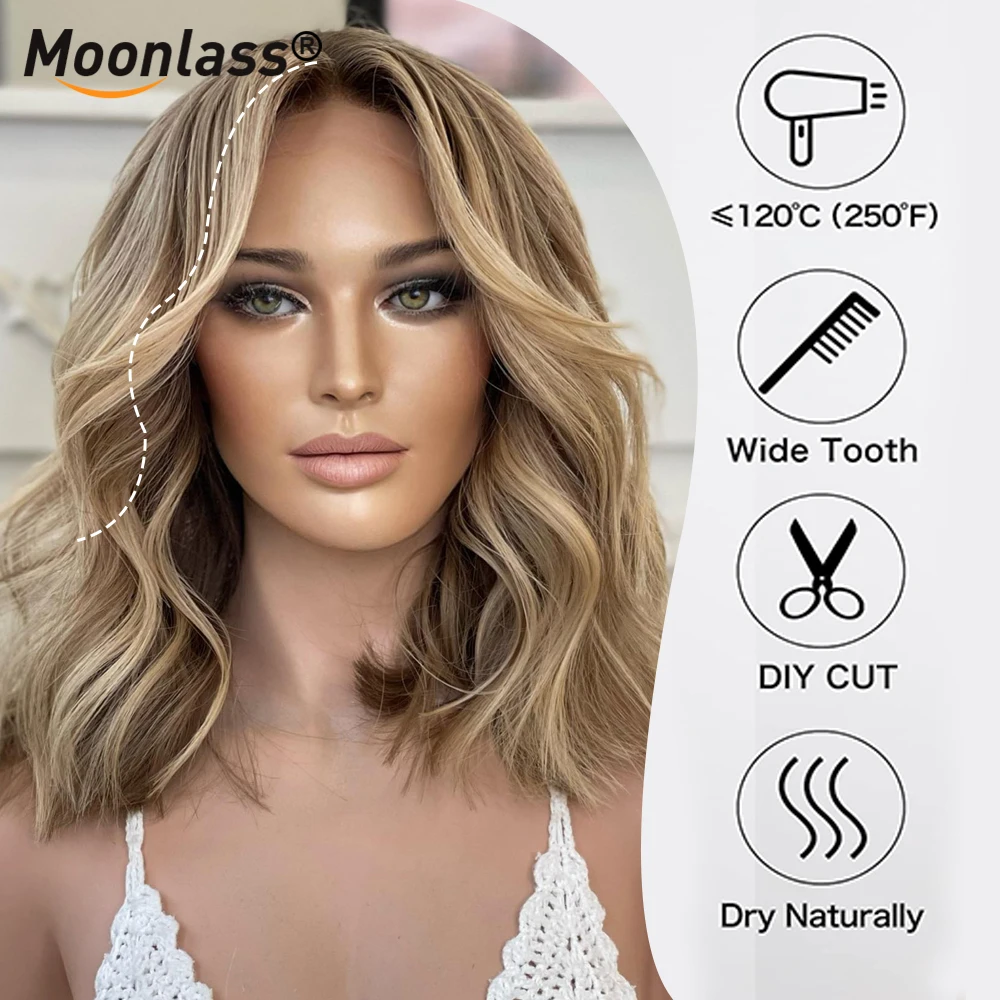 Highlight Ash Blonde Brown With Dark Root Body Wave 100% Human Hair Wig 180% Density Light And Breathable Transparen Lace Wigs