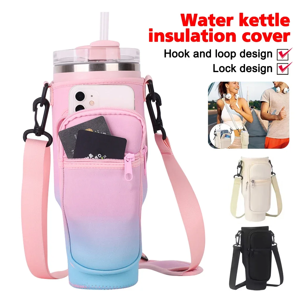 40oz Water Bottle Carrier Bag For Stanley Quencher Cup Sleeve Adjustable Shoulder Strap Non-slip Insulated Mug Cover