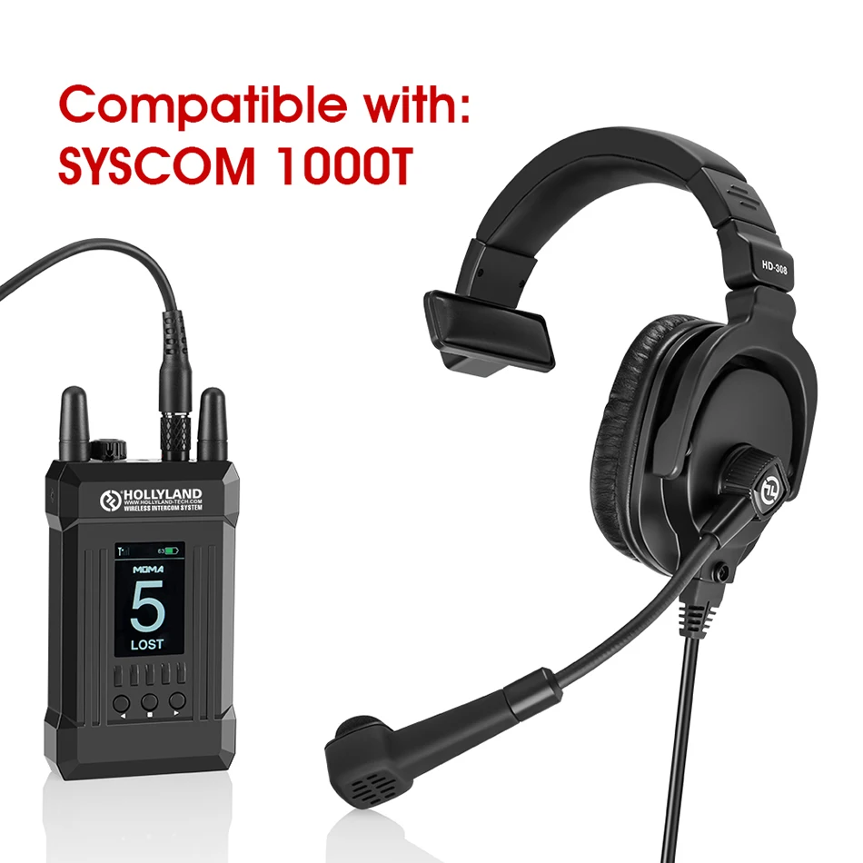 Hollyland Solidcom M1 Wireless Intercom System Headset 8pin Dynamic Single-Ear Headset for Syscom 1000T