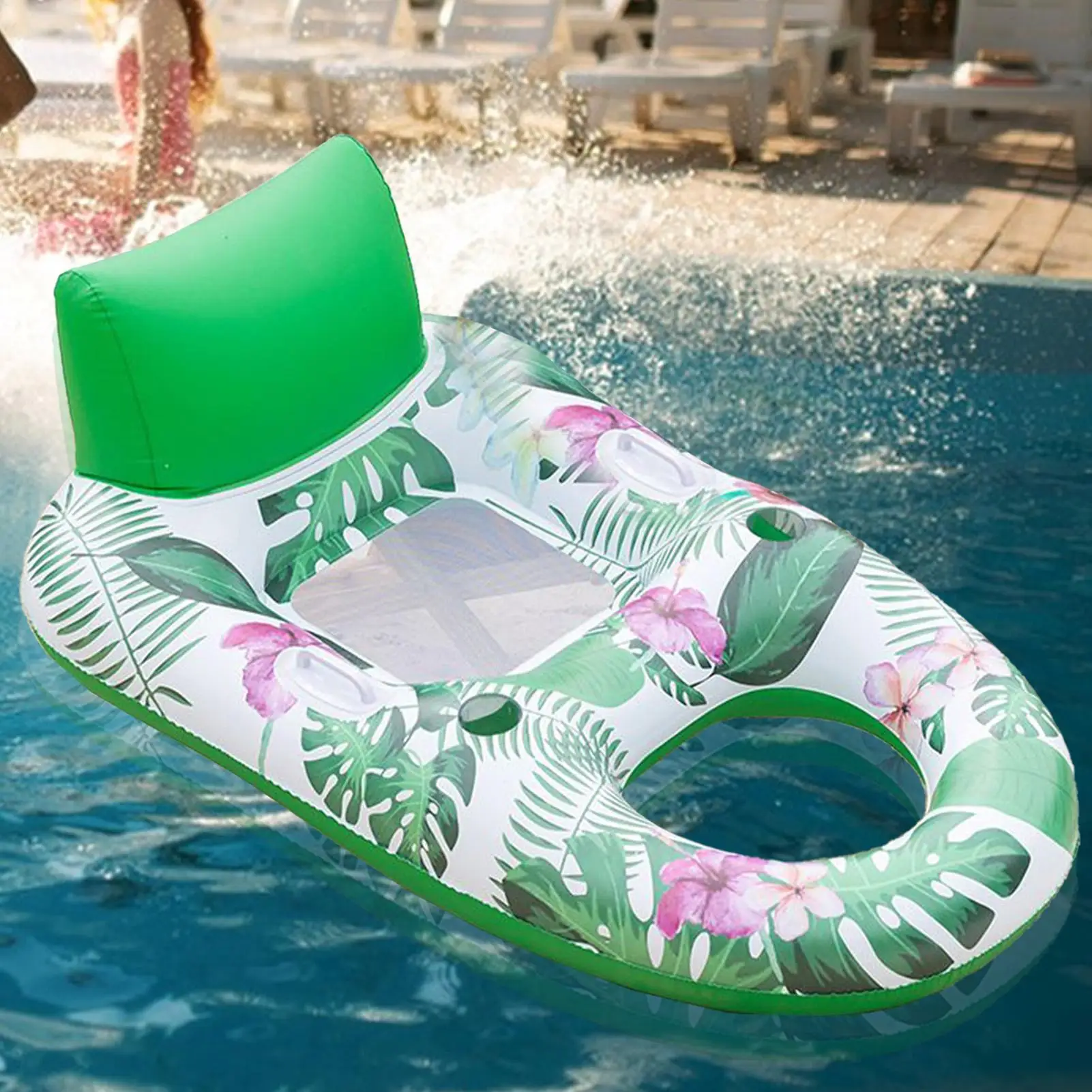 Tumbona de piscina bronceadora, colchón de aire inflable, tumbona de piscina, cama flotante de agua multiusos para parque de atracciones, fiesta de viaje