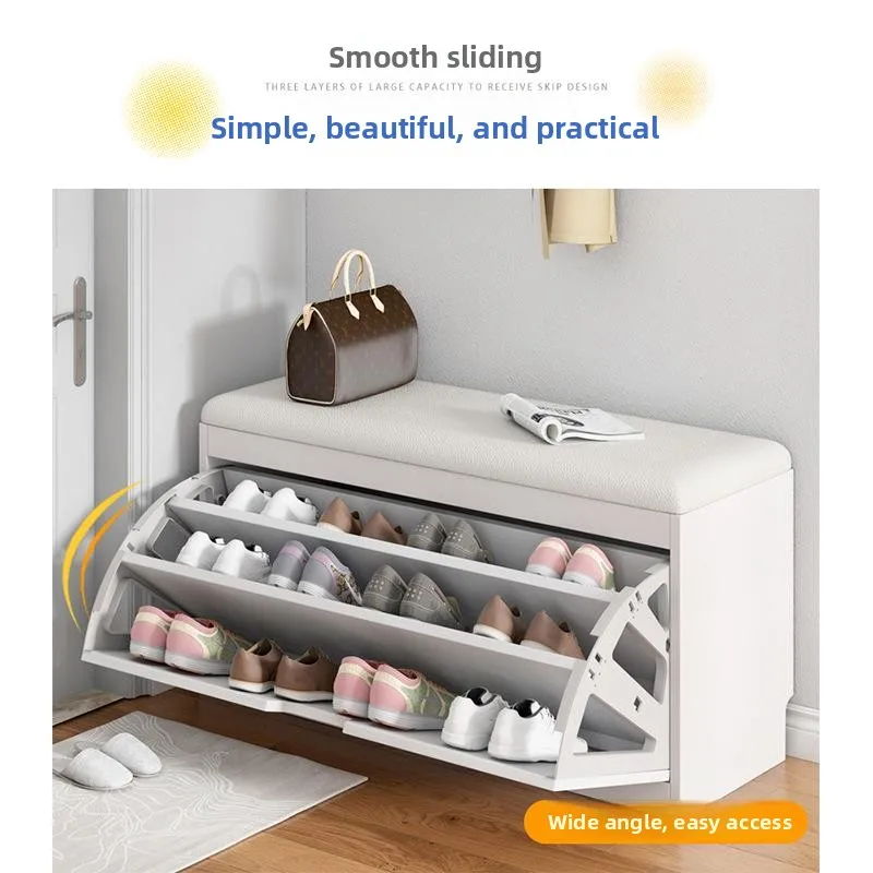 Simple Design Indoor Door Mat Shoe Covering Bench Home Entrance Luxury Sofa Stool Flip up Multi Function Shoe Rack