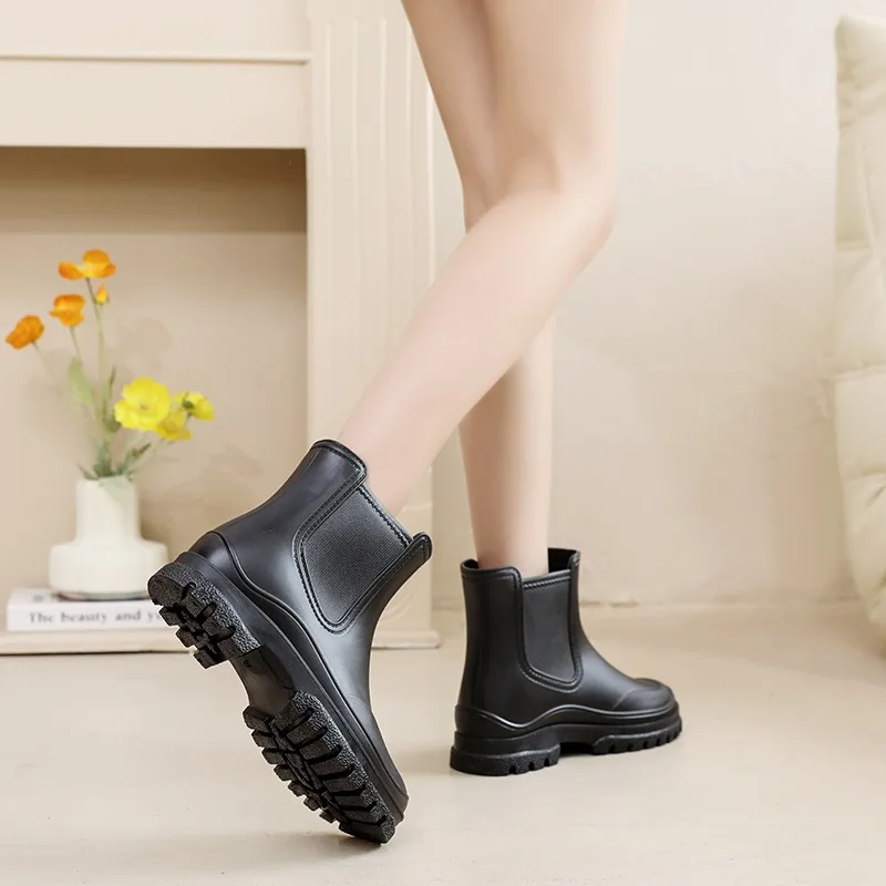 Botas de Lluvia antideslizantes para Mujer, zapatos impermeables de goma estilo Chelsea, para pesca y jardín