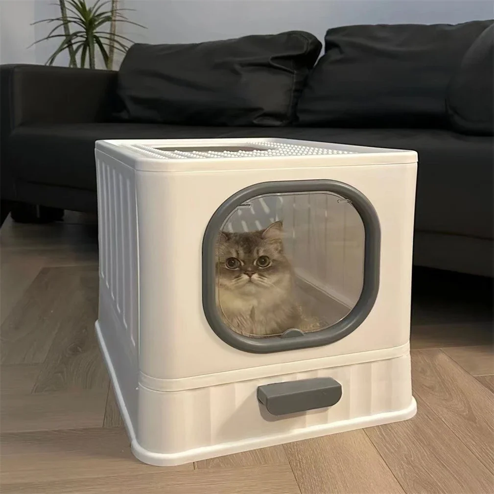 Customizable Bac à litière fermé étanche pour chat, tiroir à tirer, toilettes d'entraînement pour chaton