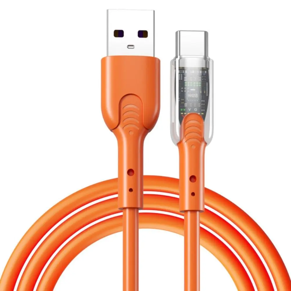 65W USB C Cable Orange 6A Fast Charging Wire Type C Data Cord Not Easily Broken Mobile Phone Cable Accessories