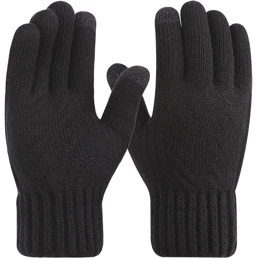 1Pair Thickened Wool Gloves for Men Warm Comfortable Wear-Resistant Winter Gloves for Outdoor Sports Hiking Cycling Travel Daily