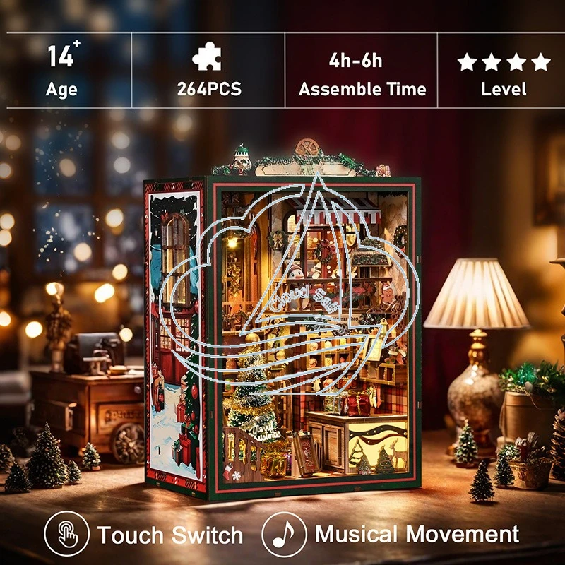 

Handcrafted DIY Christmas Bookstand House 3D Stereo Assembly Puzzle Creative Home Decor Gift
