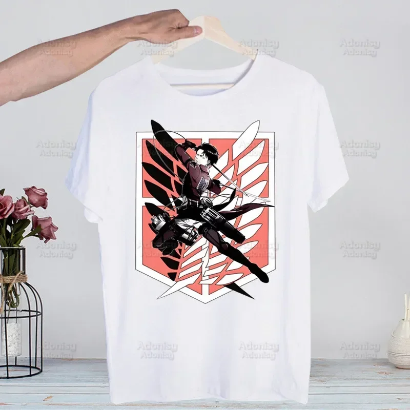 T-Shirt pour Homme Style Rétro Eren Levi, avec Pages Lavées, Vêtement de Style Hip Hop, Harajuku, Shingeki No Kyojin