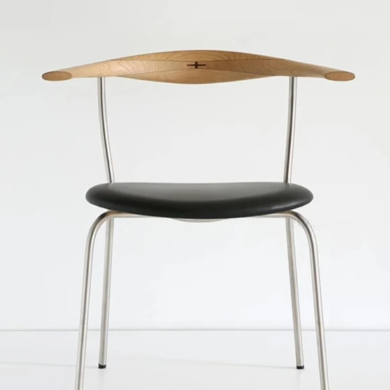 

Italian minimalist stainless steel dining chair pp701 Chair solid wood book chair