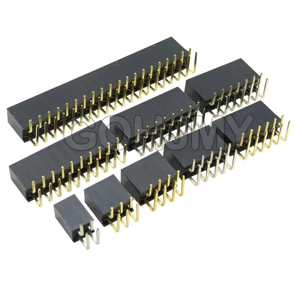 2.54mm R/A Double Row Female 2~40P PCB Board Right angle Pin Header socket Connector Pinheader 2*/3/4/5/6/7/8/10/20/40Pin