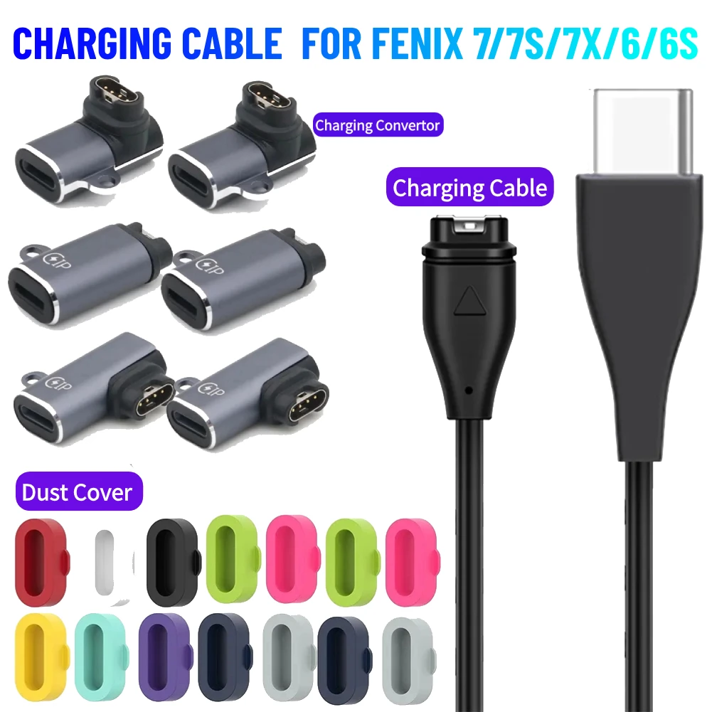 

For Garmin Fenix 7/7S/7X/6/6S Forerunner 745 Venu Instinct Charging Cable Micro USB Type C IOS Watch Charger Adapter Converter