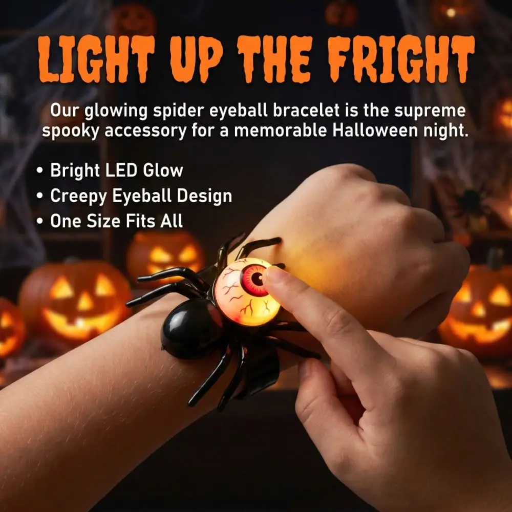 Creative Spiders Glowing Lamp Luminous Burst Eyes Halloween Spider Light Plastic Decorative Spiders Wristband Light