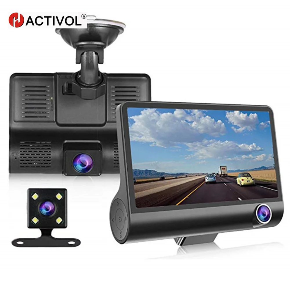 

3 Cameras Lens 4.0In Car DVR Dash Cam HD Dash Camera Dual Lens Video Recorder 1080P Black Box Cycle Dashcam Mirror car camera