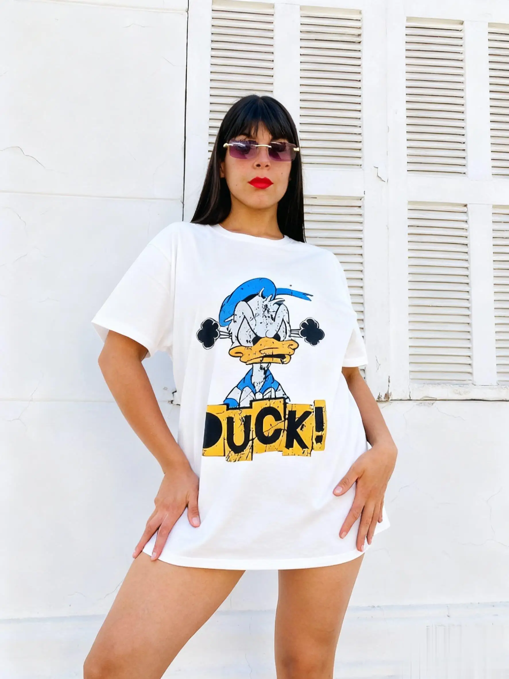 

Женская футболка с рисунком Disney Duck Angry Donald Duck, летняя модная повседневная свободная хлопковая футболка с короткими рукавами, уличная одежда с героями мультфильмов Y2k