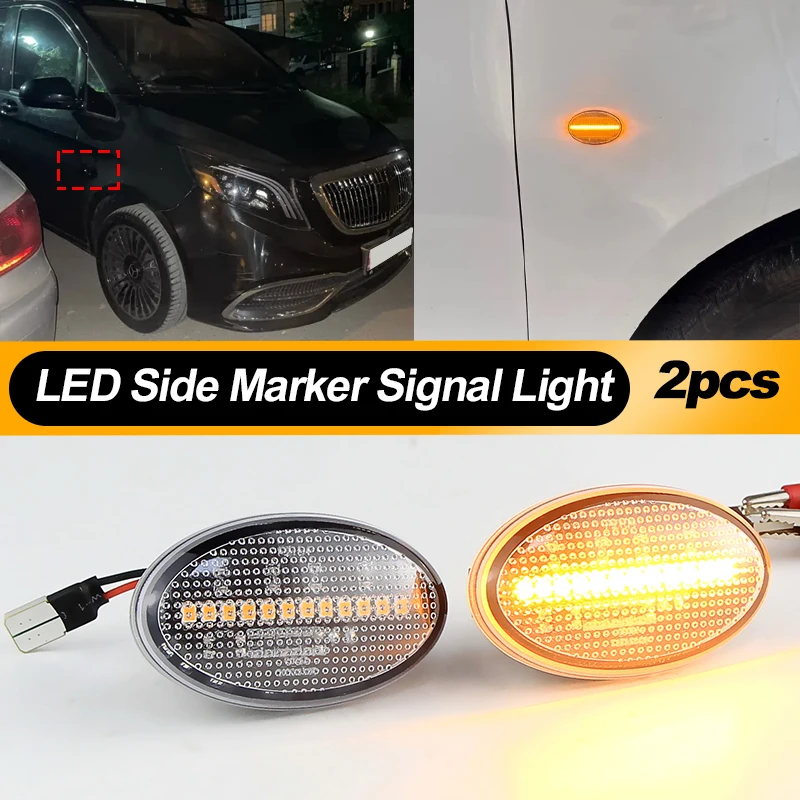 

2pcs Led Dynamic Turn Signal Side Marker Light For Mercedes Benz Smart W450 W452 A-Class W168 Vito W639 W447 Citan W415
