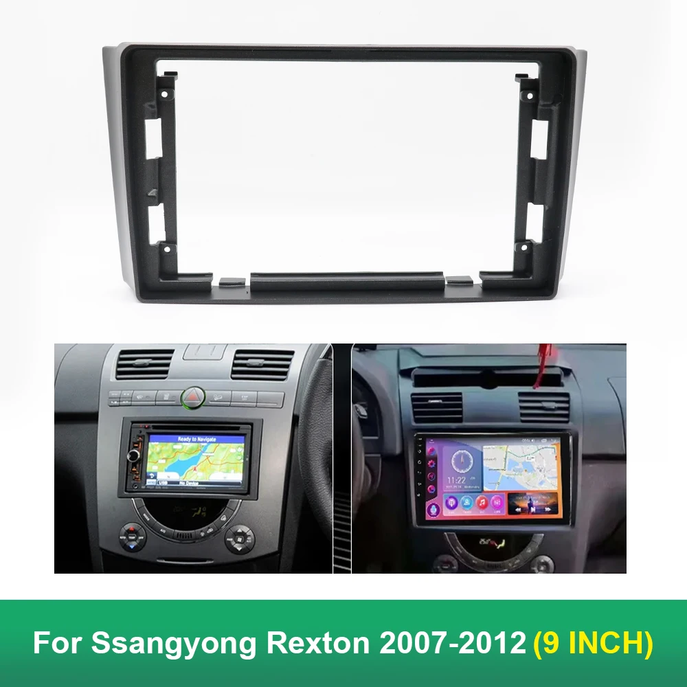 9 Inch Car Frame Fascia Adapter Android Big Screen Audio Dash Fitting Panel Kit For Ssangyong Rexton 207-2012