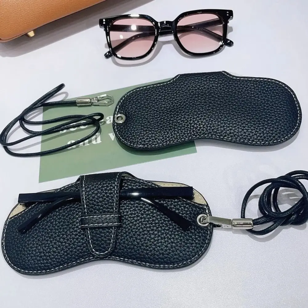 

Hanging Neck PU Leather Glasses Bag Eyewear Protector Case Sunglasses Pouch Glasses Storage Bag Korean Style Pendant