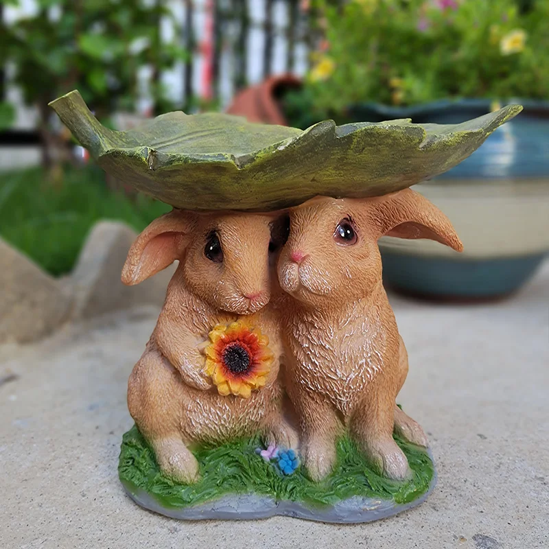 Fairy Tale Garden Resin Animal Miniature Figurines Rabbit Flower Pots Succulents Planting Storage Basin Decoration Crafts