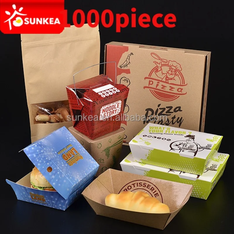 

10 00piece.Custom.Full printing red paper food packaging fast food restaurant