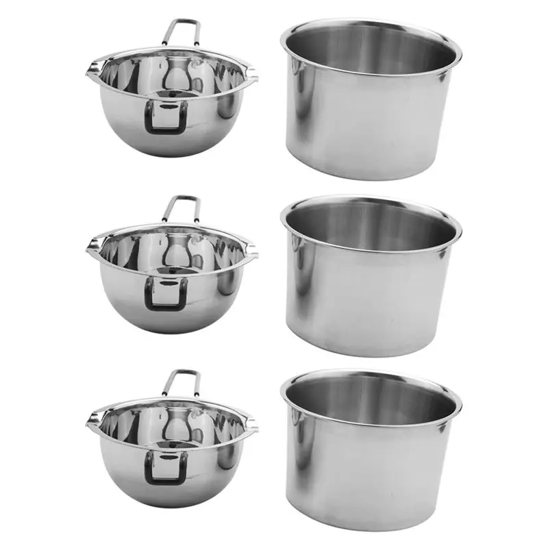

【CHRISTMAS 】6 Pack Double Boiler Pot Set Stainless Steel Melting Pot For Melting Chocolate Soap Wax Candle Making 600Ml And 1600