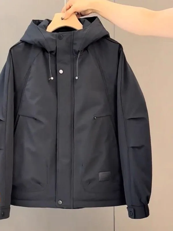 

Men's Thiened Cotton Jaet 2025 New Sle Workwear Sle Hooded Windproof Warm Outerwear Casual Faion Ox Cloth Coat