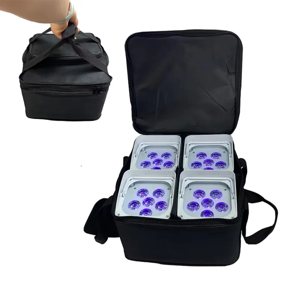Professional Portable DJ Light Disco DJ Device 6x18W WIFI App Infrared Remote Wireless Control Downlight (Black)