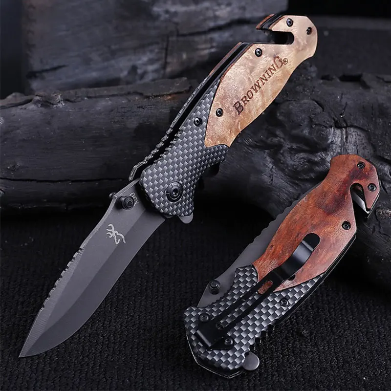 High Hardness Outdoor Portable Cutting Tools Knife Self-defense Multi-function Camping Hiking Folding Knife Gifts For Men