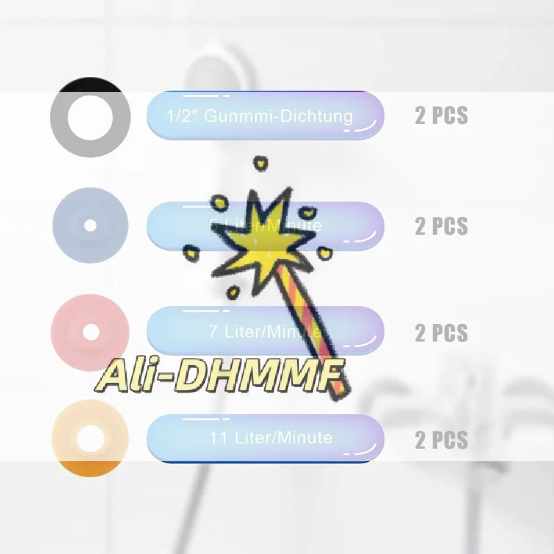 

1/2" Shower Flow Restrictor Kit, 8PCS with 5/7/11 L/Min Inserts to Save Water & Stabilize Pressure, Easy Install