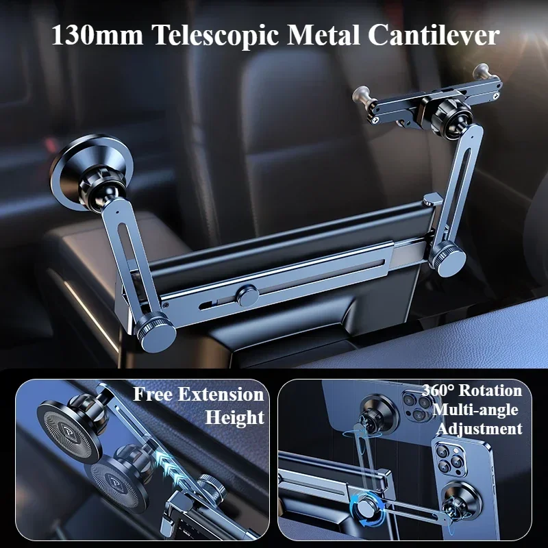 Eary Dwupozycyjny uchwyt samochodowy na telefon Metalowy uchwyt 360 °   Regulowany stojak pasujący do akcesoriów samochodowych Tesla Model 3 Y Highland — zdjęcie produktu 5
