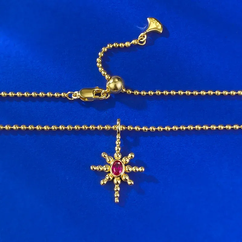 

New S925 silver gold-plated octagonal star necklace pendant, fashionable and versatile single item, Jewelry