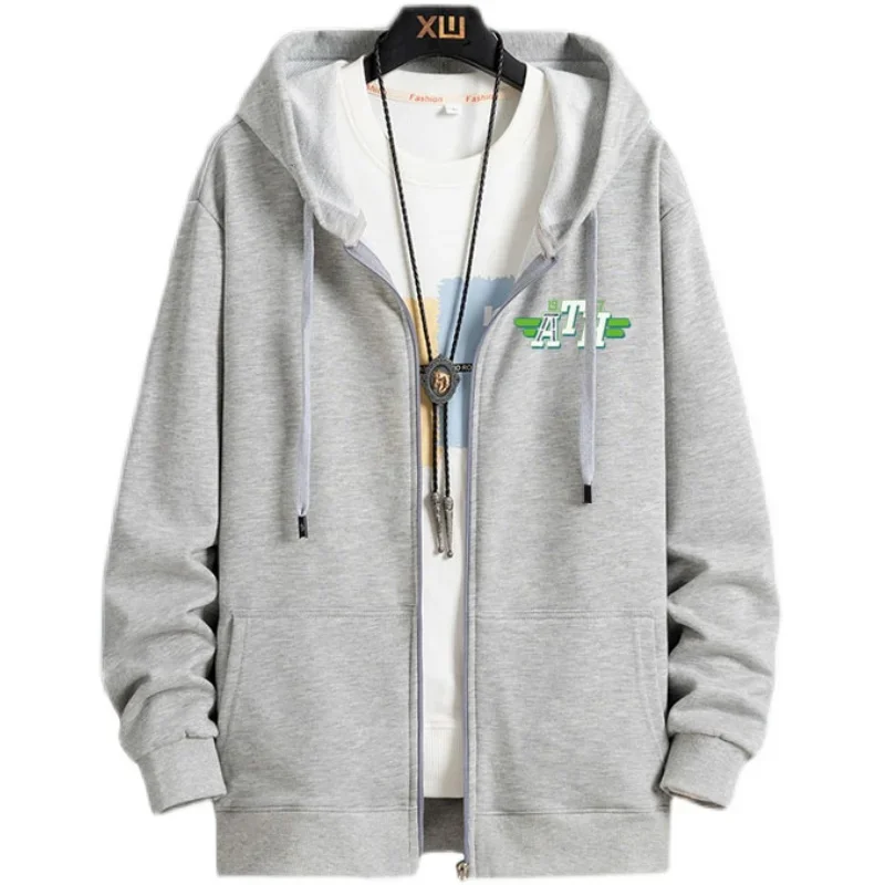 سترة فضفاضة للرجال بغطاء للرأس بسحاب سترة ربيع الخريف على الطراز الأمريكي ملابس رياضية للزوجين ملابس خارجية غير رسمية مقاس كبير #5