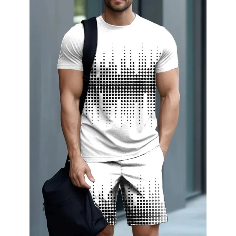 2025 3D Printed Men's Fashion T-shirt and Shorts Set Summer Daily Casual Short Sleeve Top Urban Street Sports Shorts