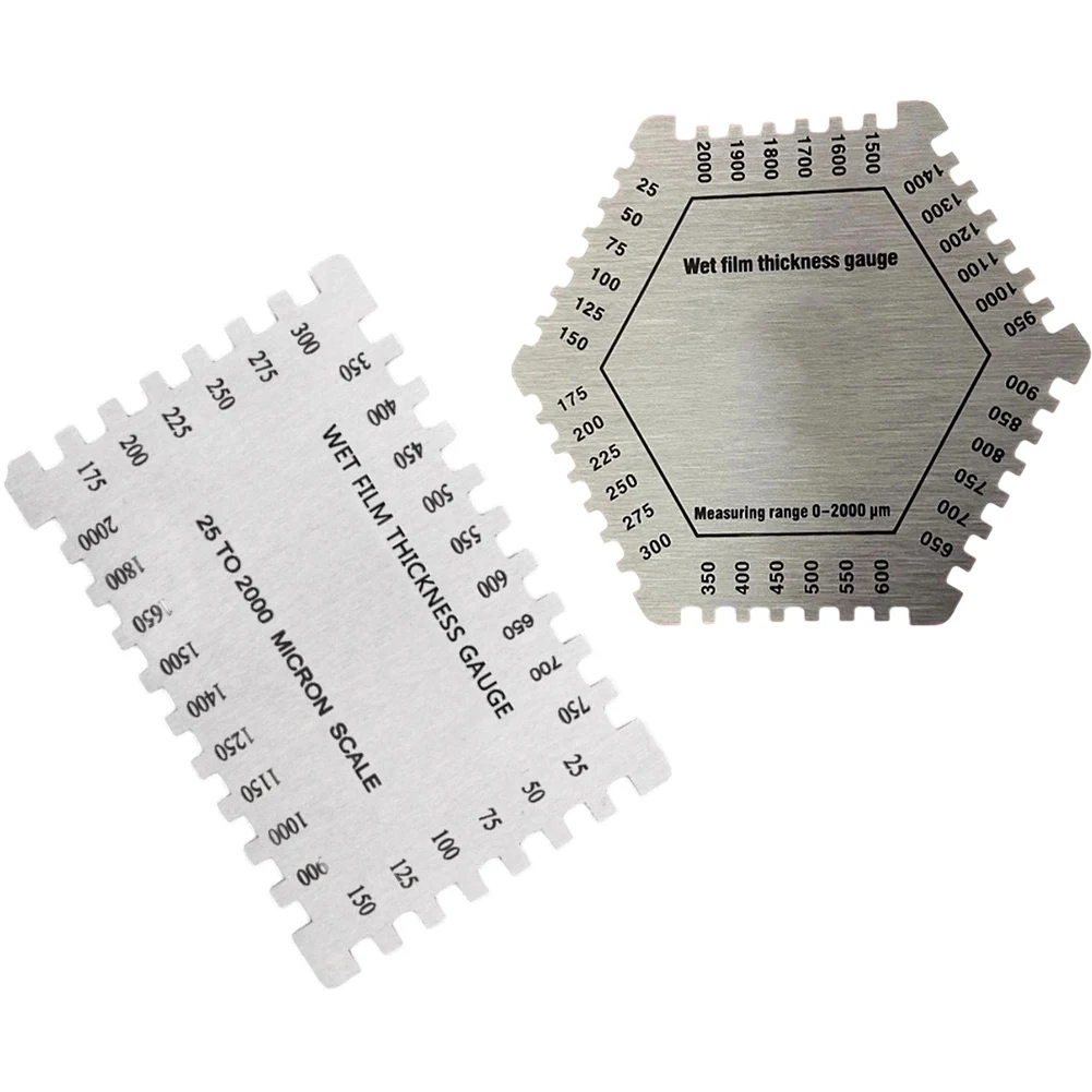 1PC Hexagonal Wet Film Comb Gauge 25-2000um Stainless Steel Paint Thickness Meter For Construction Chemicals