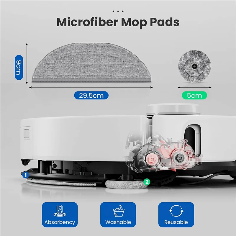 Mop Pads Refills For Roborock S8 Maxv Ultra / S8 Max Ultra Robot Vacuum, Dual Sonic Vibrations Modules, Edge Mop Pads-Y48A