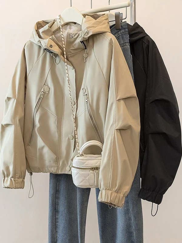 

plus Size Casual Women's Jaet Coat Loose Fit All-Match Design Hooded Windbreaker Winter Outerwear Ele Faionable