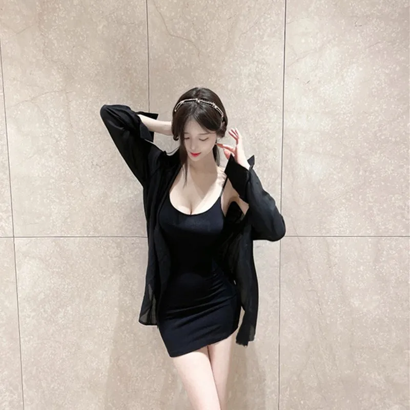 Vestido Sexy Sem Mangas com Saia Curta Ajustada de Dupla Camada e Gola ter, Alta Elasticidade, Estilo Retrô F