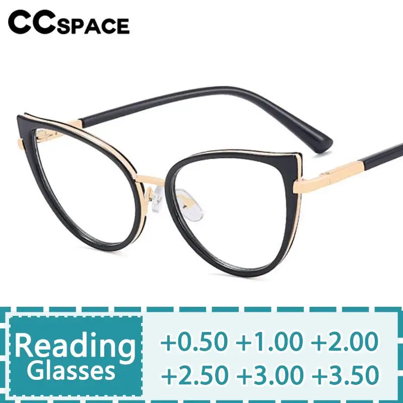 R57337 Colorful TR90 Reading Glasses Women Fashion Cat Eye Spring Hinge Optical Presbyopic Spectacles Dioptric +50~+400