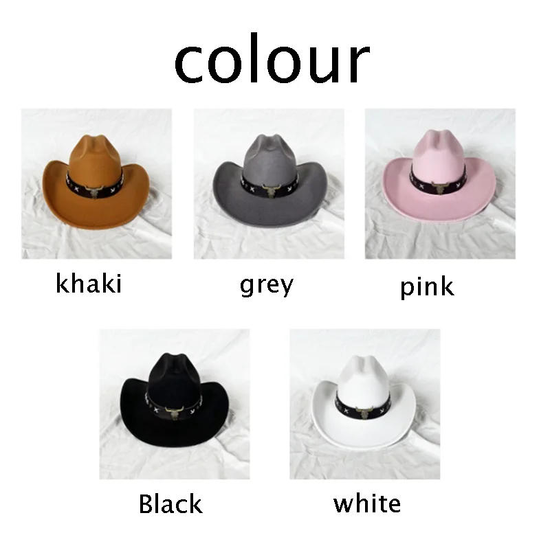 Winter Autumn Men's Western Women Cowboy Hat For Gentleman Lady Cowgirl Jazz Hat Wide Brim Felt Fedora Hat Sombrero Hombre