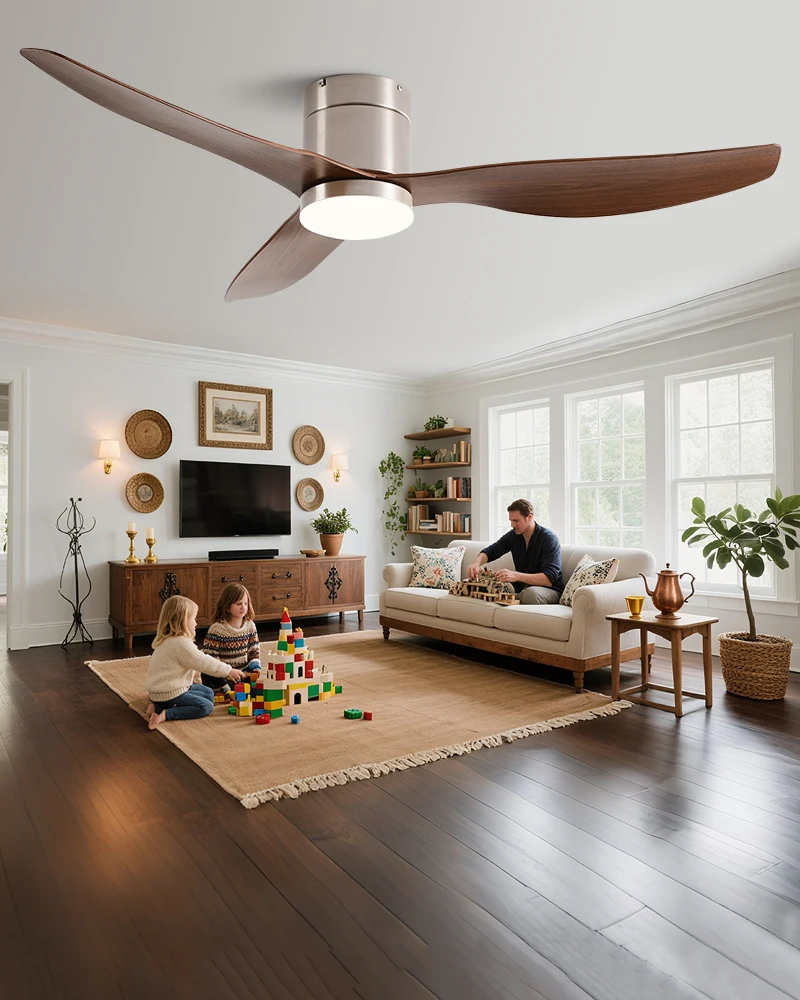 45/52 Inch Industrial Retro Ceiling Fan with LED Light and Remote Control, 6 Speed Silent Ceiling Fans No Light for Home & Offic