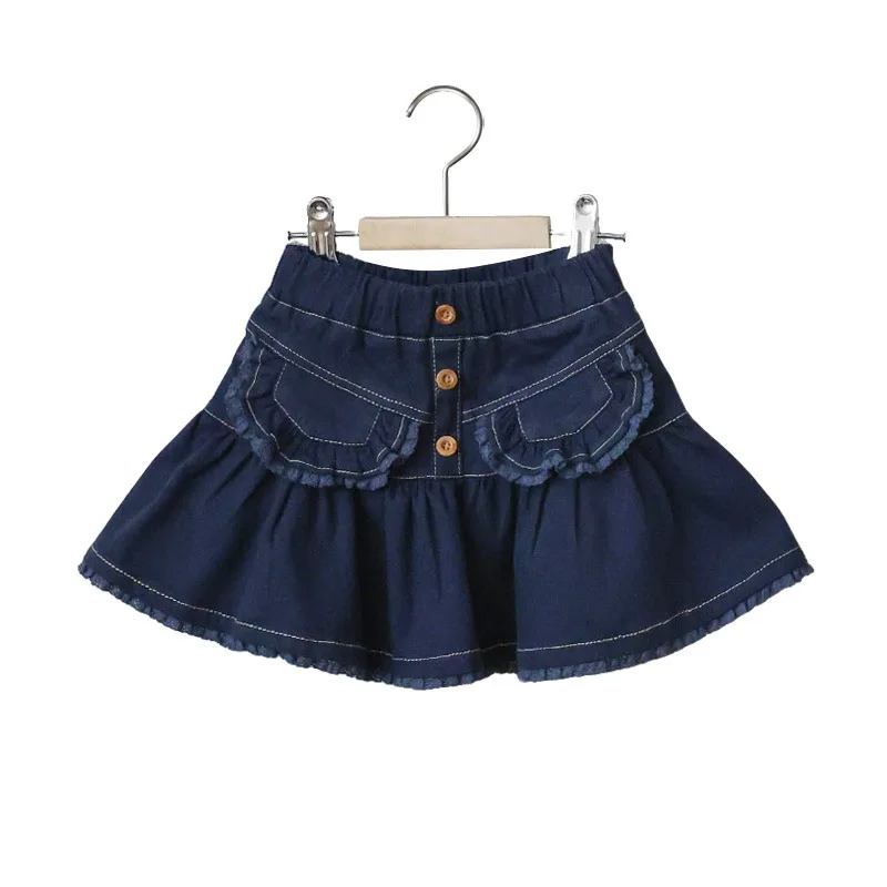 Korean Kids Girls Fashionable Lace Elastic Waist Denim Skirt Boutique Clothing Simple Style 2025 Autumn Style Strawberry Shan