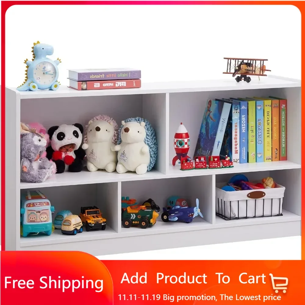 

Toy Organizers and Storage, 5-Section Kids Bookshelf for Organizing Books Toys, School Classroom Wooden Storage